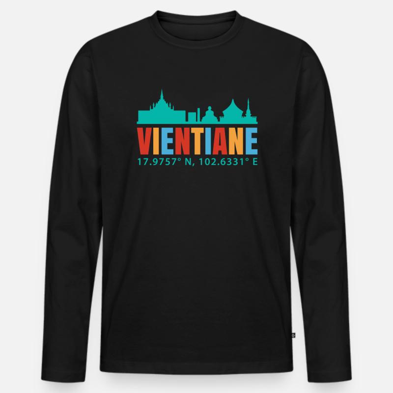 Vientiane - Männer Premium Bio Langarmshirt - Schwarz