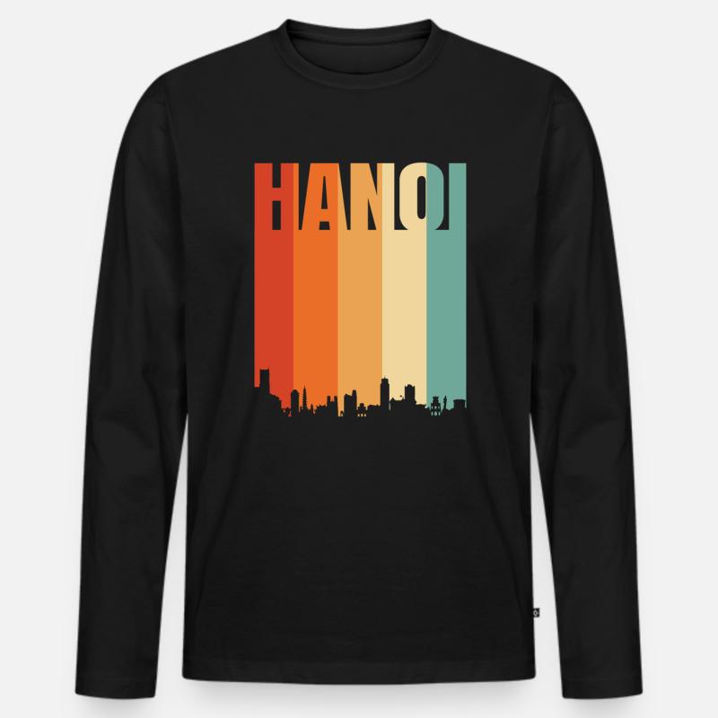 Hanoi - Männer Premium Bio Langarmshirt - Schwarz