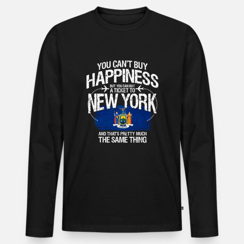 New York - Männer Premium Bio Langarmshirt - Schwarz