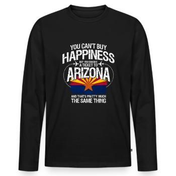 Arizona - Men's Premium Organic Long Sleeve Shirt - black - Front - Nico (187cm)