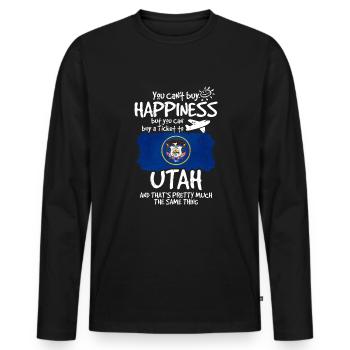 Utah - Männer Premium Bio Langarmshirt - Schwarz - Vorne - Nico (187cm)