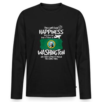 Washington - Men's Premium Organic Long Sleeve Shirt - black - Front - Nico (187cm)
