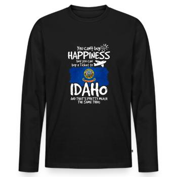 Idaho - Männer Premium Bio Langarmshirt - Schwarz - Vorne - Nico (187cm)