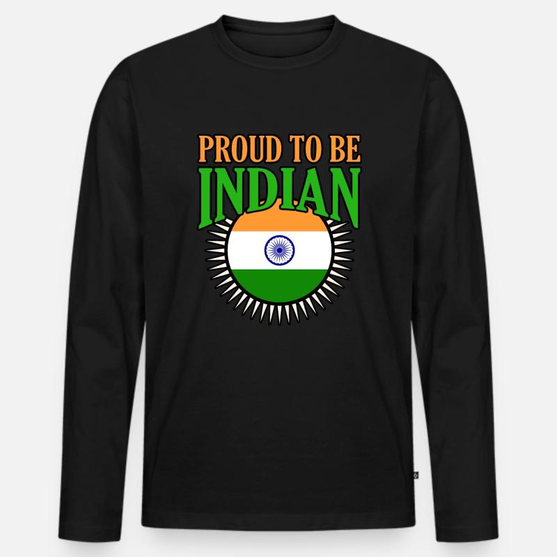 Indien - Männer Premium Bio Langarmshirt - Schwarz