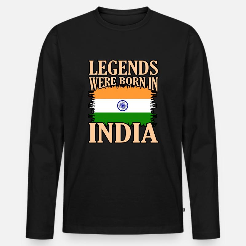 Indien - Männer Premium Bio Langarmshirt - Schwarz