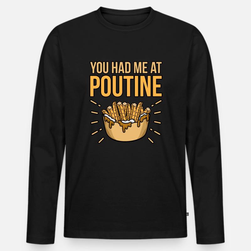 Poutine Kanadisches Fastfood - Männer Premium Bio Langarmshirt - Schwarz