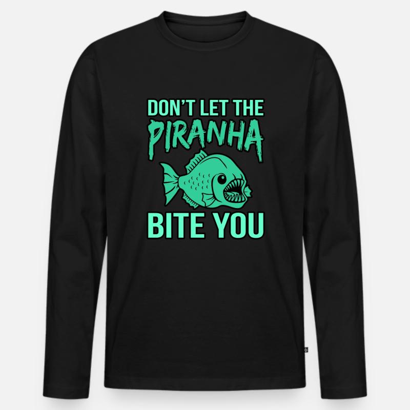 Piranha - Männer Premium Bio Langarmshirt - Schwarz