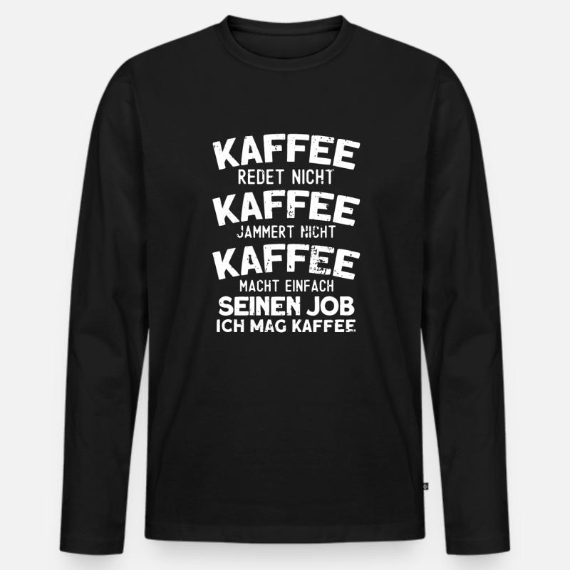 Kaffee - Männer Premium Bio Langarmshirt - Schwarz