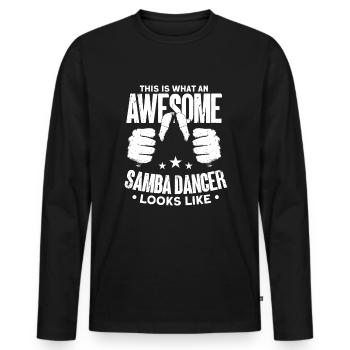 Samba - Männer Premium Bio Langarmshirt - Schwarz - Vorne - Nico (187cm)