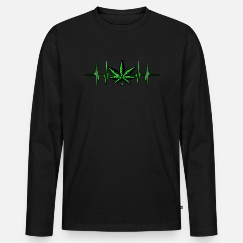 Cannabis - Männer Premium Bio Langarmshirt - Schwarz