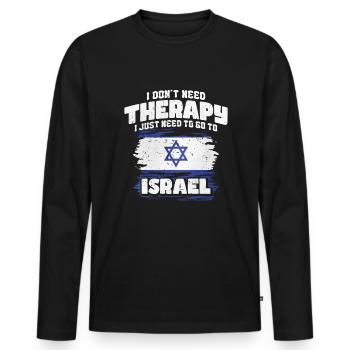 Israel - Men's Premium Organic Long Sleeve Shirt - black - Front - Nico (187cm)