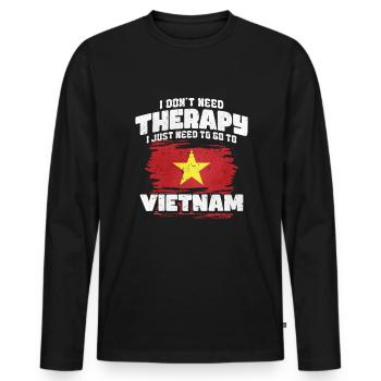 Vietnam - Männer Premium Bio Langarmshirt - Schwarz - Vorne - Nico (187cm)