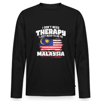 Malaysia - Men's Premium Organic Long Sleeve Shirt - black - Front - Nico (187cm)