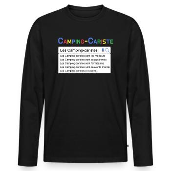 Camping-cariste Humour Camping-car Homme Et Femme - T-shirt manches longues Premium bio Homme - noir - Devant - Nico (187cm)