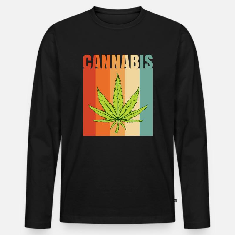 Cannabisblatt - Männer Premium Bio Langarmshirt - Schwarz