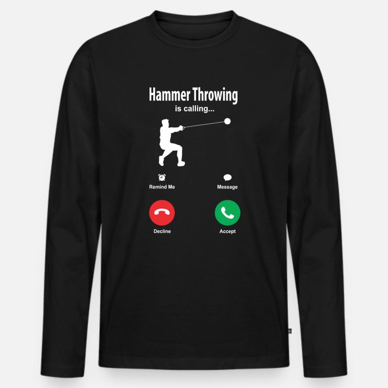 Hammerwerfen - Männer Premium Bio Langarmshirt - Schwarz