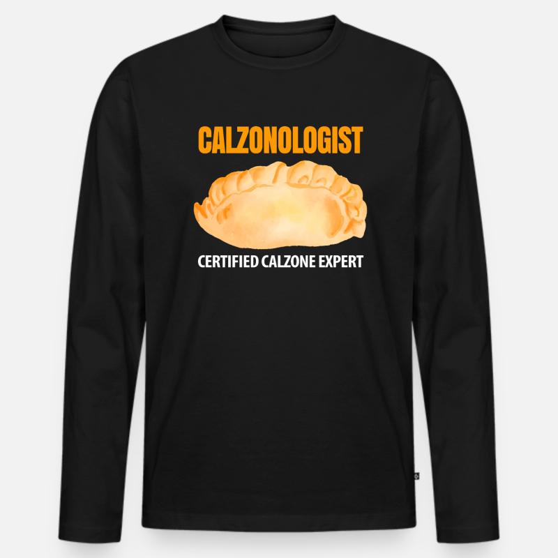 Calzone Pizza Geschenk - Männer Premium Bio Langarmshirt - Schwarz