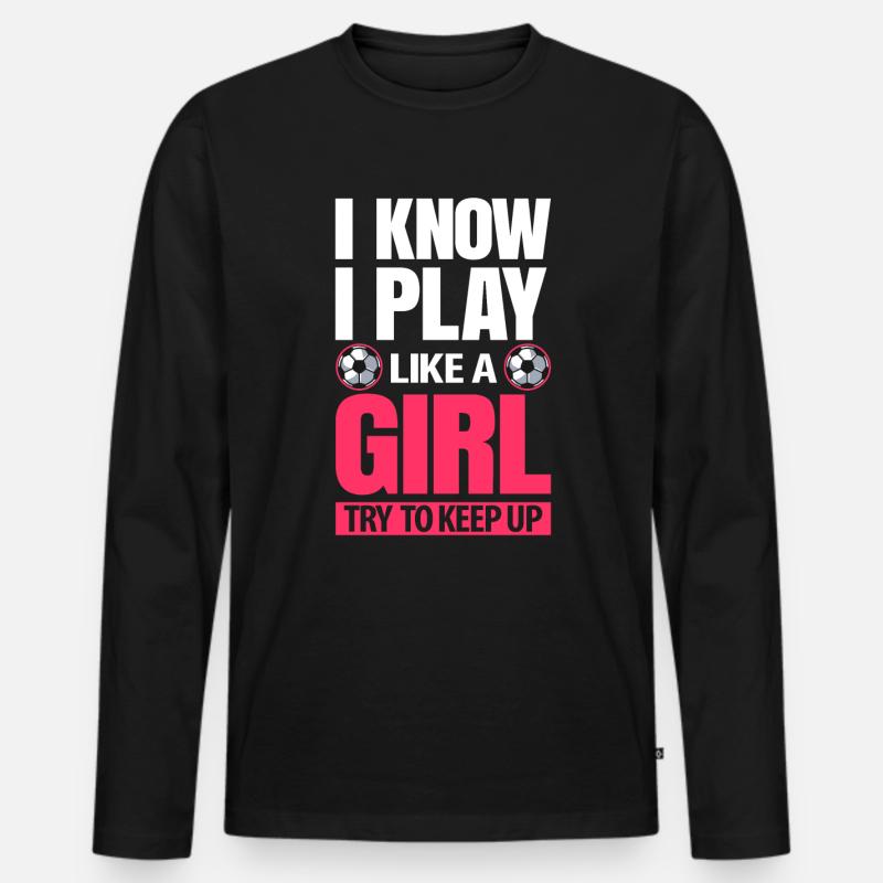 Frauenfußball - Männer Premium Bio Langarmshirt - Schwarz