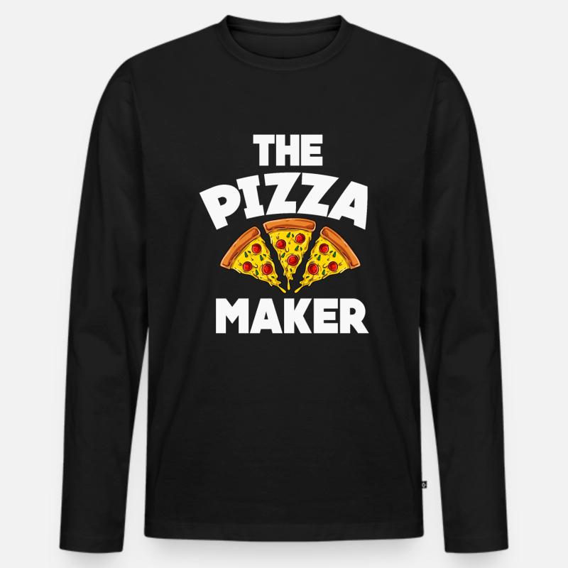 Pizza - Männer Premium Bio Langarmshirt - Schwarz