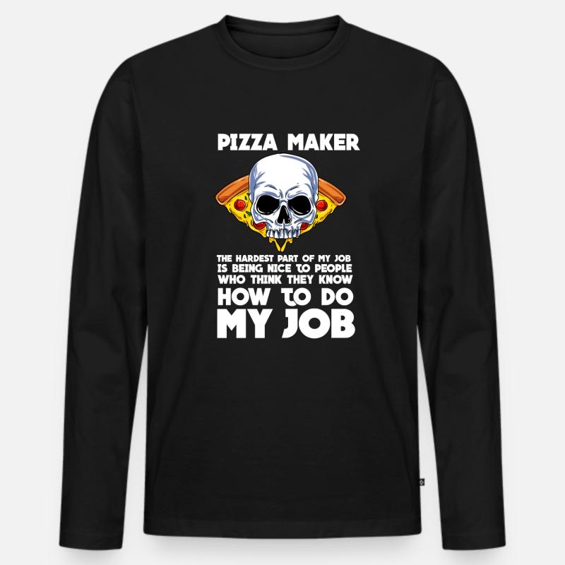 Pizza - Männer Premium Bio Langarmshirt - Schwarz