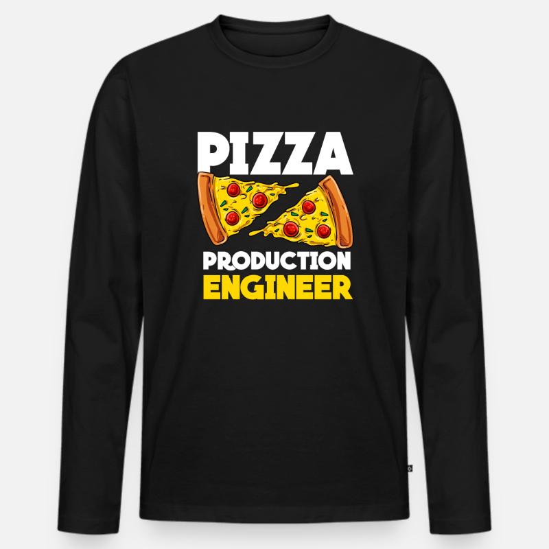 Pizza - Männer Premium Bio Langarmshirt - Schwarz