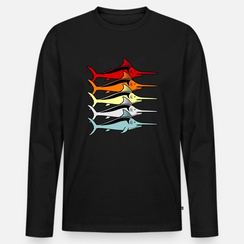 Schwertfisch - Männer Premium Bio Langarmshirt - Schwarz