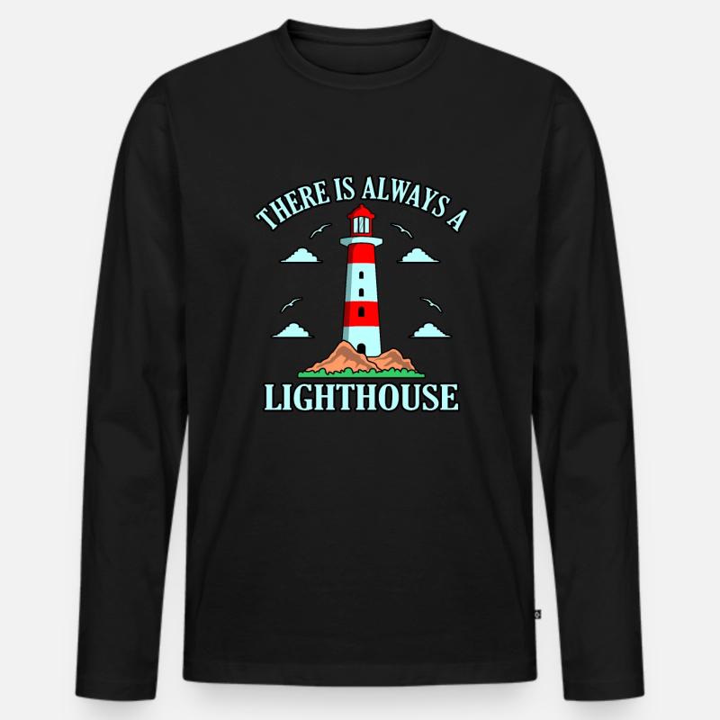 Leuchtturm - Männer Premium Bio Langarmshirt - Schwarz