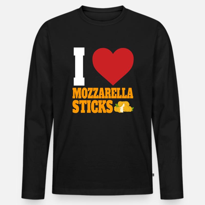 Ich liebe Mozzarella-Sticks - Männer Premium Bio Langarmshirt - Schwarz