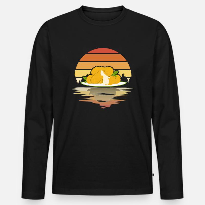 Retro-Mozzarella - Männer Premium Bio Langarmshirt - Schwarz