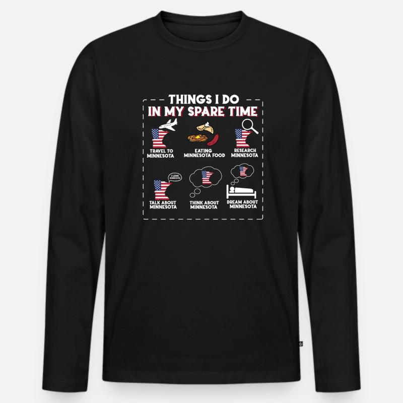 Minnesota - Männer Premium Bio Langarmshirt - Schwarz