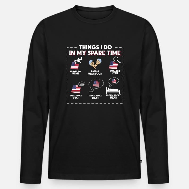 Utah - Männer Premium Bio Langarmshirt - Schwarz