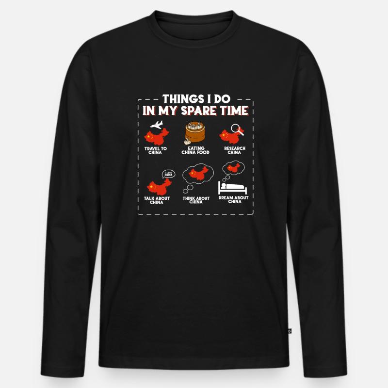 China - Männer Premium Bio Langarmshirt - Schwarz