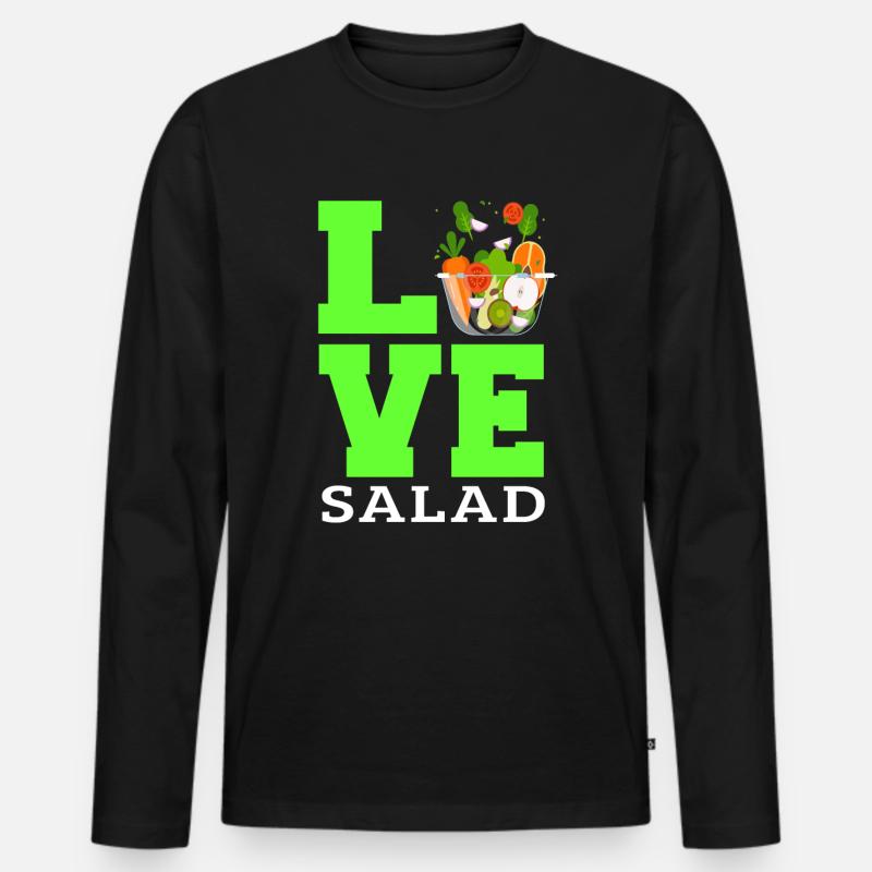 Liebe Salat - Männer Premium Bio Langarmshirt - Schwarz