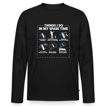 Bouteille d’eau Bouteille retournée Bouteille d’eau - T-shirt manches longues Premium bio Homme - noir - Devant - Nico (187cm)