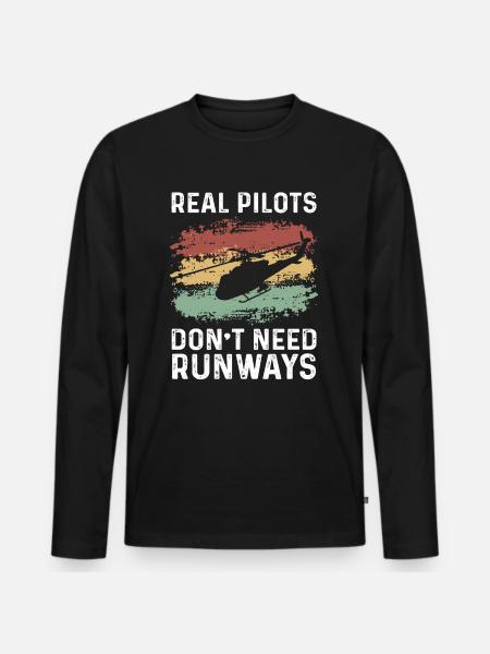 Helicopter Pilot Gift - Men's Premium Organic Long Sleeve Shirt - black