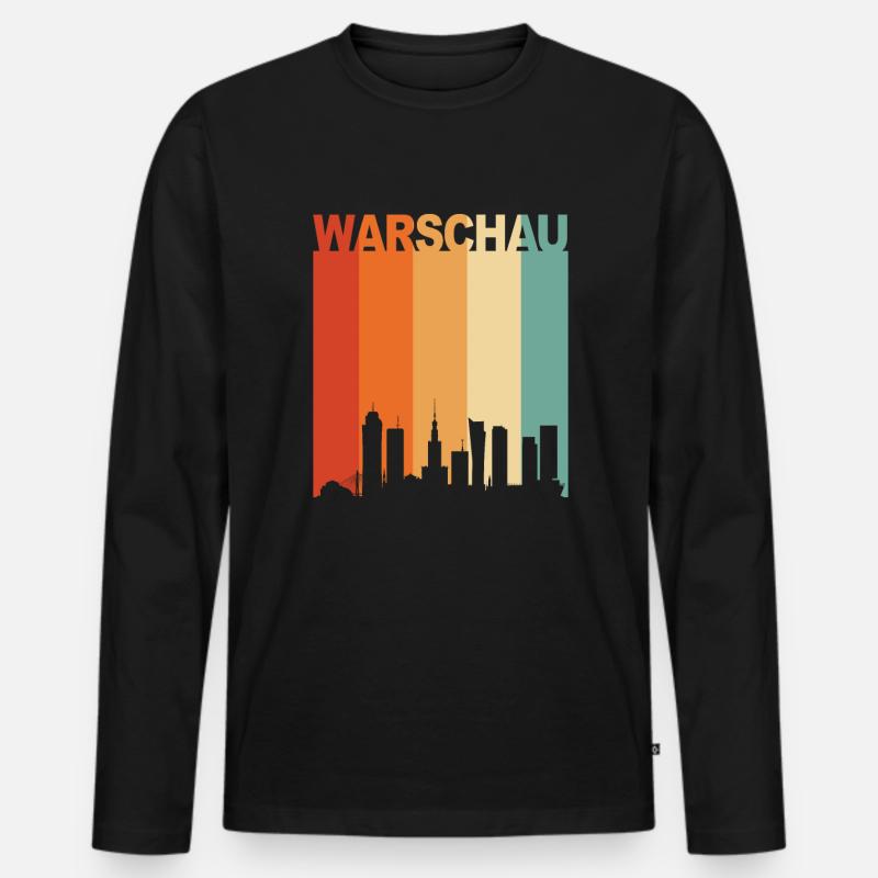 Warschau Polen Skyline - Männer Premium Bio Langarmshirt - Schwarz