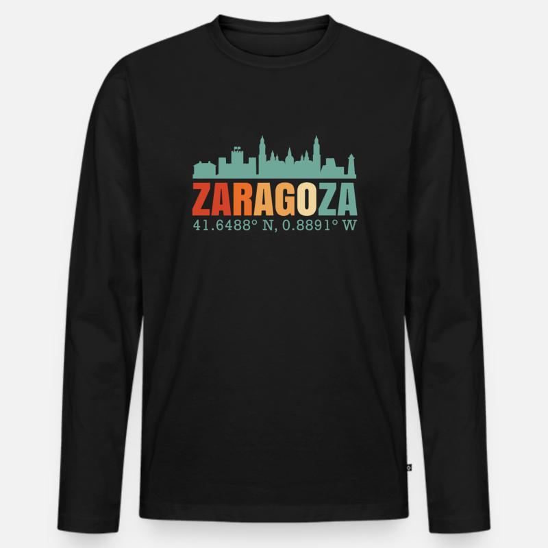 Saragossa Spanien Skyline - Männer Premium Bio Langarmshirt - Schwarz