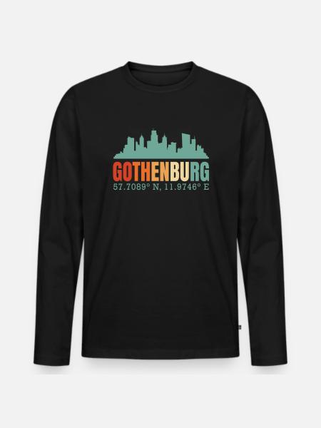 Gothenburg Sweden Skyline - Men's Premium Organic Long Sleeve Shirt - black