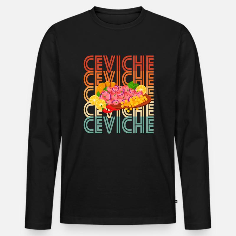 Retro Ceviche - Männer Premium Bio Langarmshirt - Schwarz