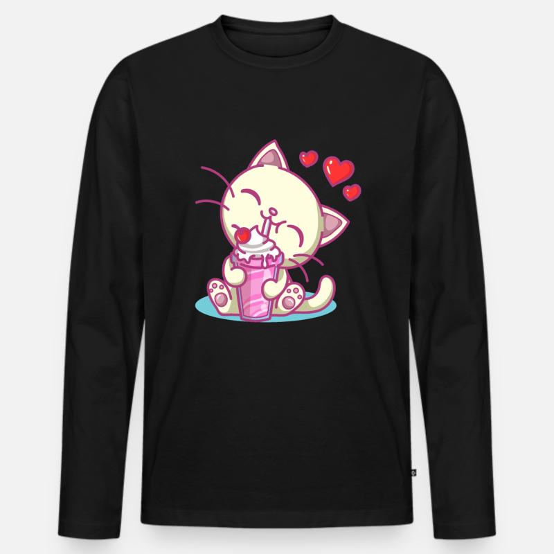 Milchshake Milchdrink Milch Geschenk - Männer Premium Bio Langarmshirt - Schwarz
