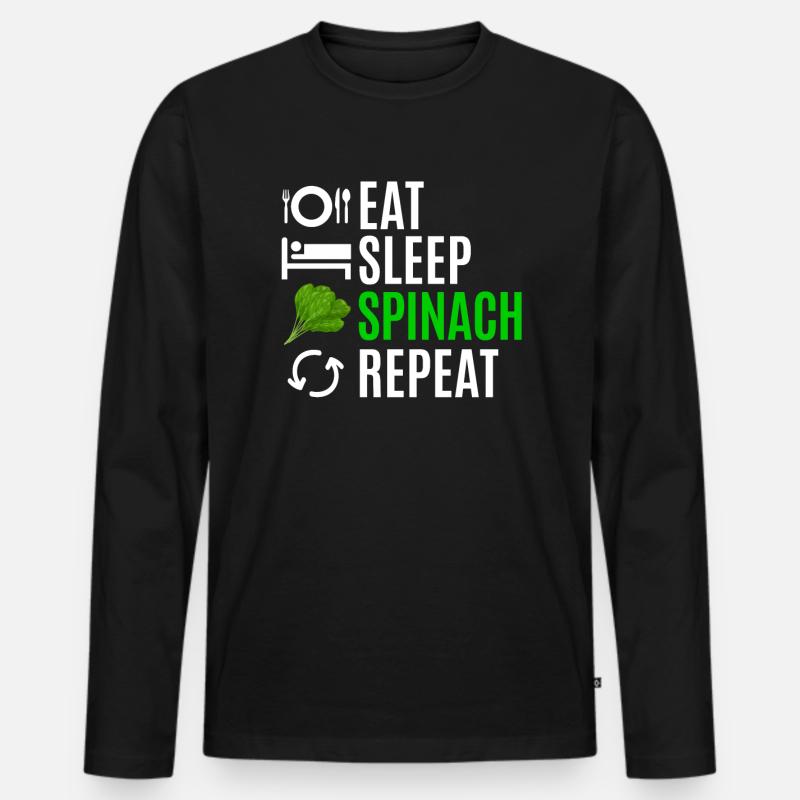 Spinat - Männer Premium Bio Langarmshirt - Schwarz