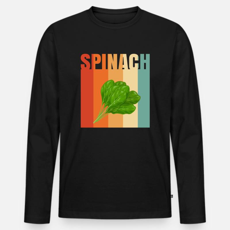 Spinat - Männer Premium Bio Langarmshirt - Schwarz
