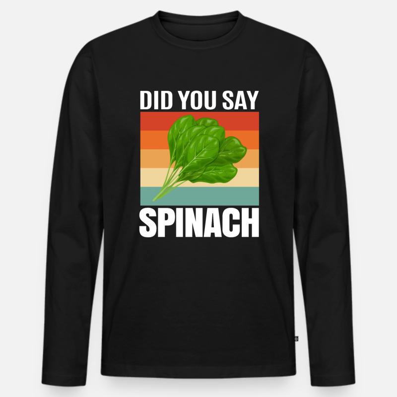 Spinat - Männer Premium Bio Langarmshirt - Schwarz