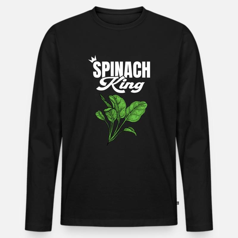Spinat - Männer Premium Bio Langarmshirt - Schwarz