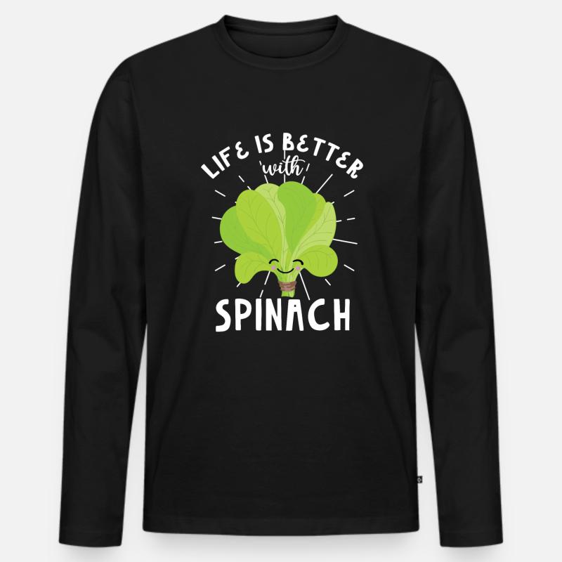Spinat - Männer Premium Bio Langarmshirt - Schwarz