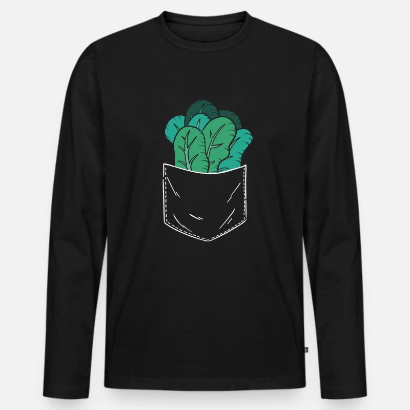 Spinat - Männer Premium Bio Langarmshirt - Schwarz