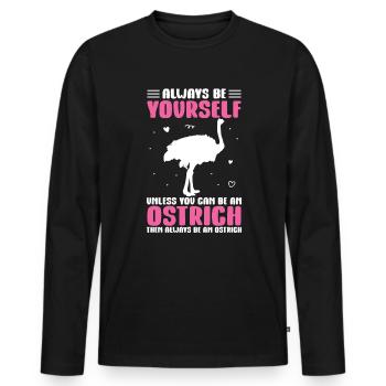 Ostrich - Men's Premium Organic Long Sleeve Shirt - black - Front - Nico (187cm)