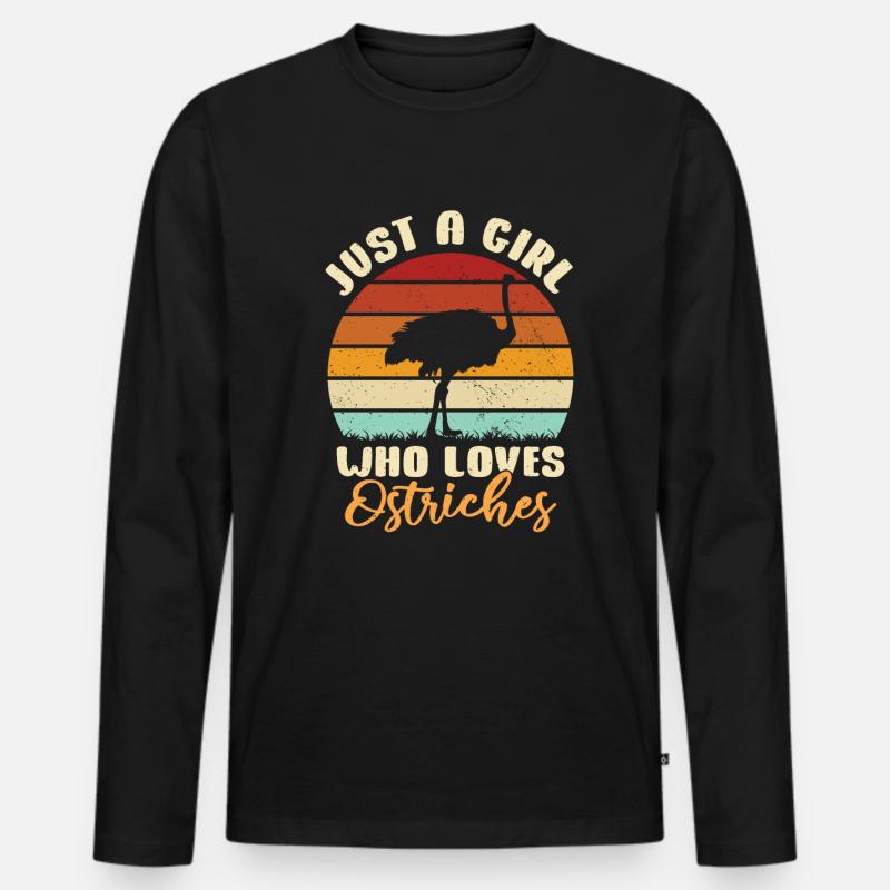 Strauß - Männer Premium Bio Langarmshirt - Schwarz