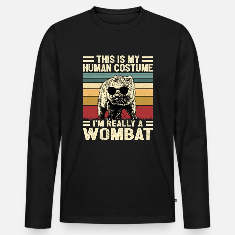 Wombat - Männer Premium Bio Langarmshirt - Schwarz