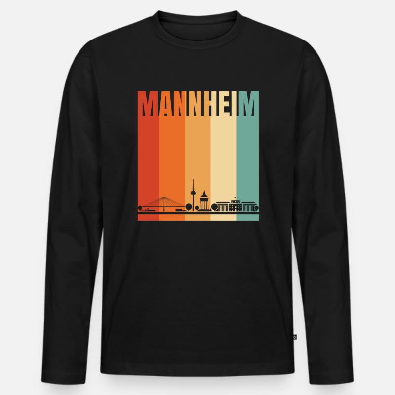 Mannheim Skyline - Männer Premium Bio Langarmshirt - Schwarz